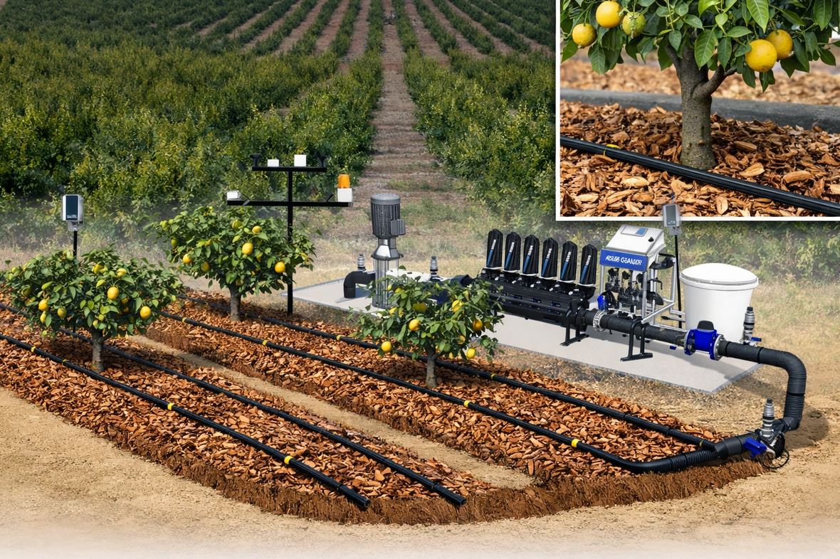 Sistema de riego tecnificado y monitoreo en la huerta de limón